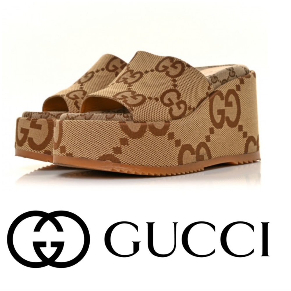 Gucci Brown Tan Wedges